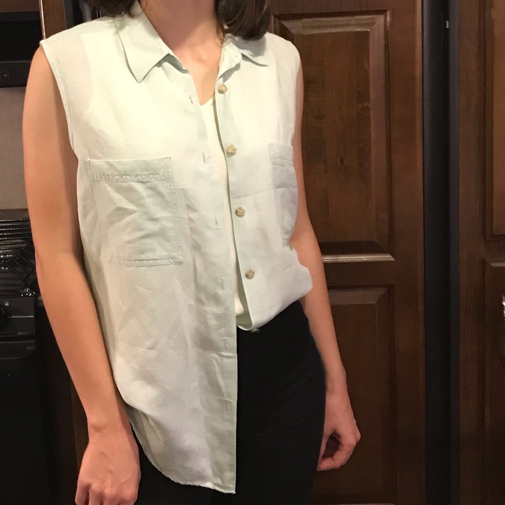 Sleeveless Button Down Shirt